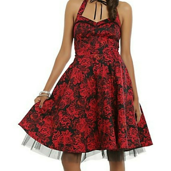 Hot Topic Dresses & Skirts - Hot Topic Black and Red Rose Dress